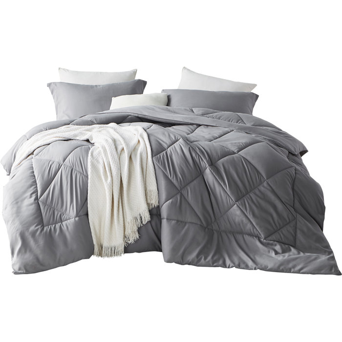 Latitude Run® Solid Gray Microfiber Full XL Comforter Set & Reviews Wayfair